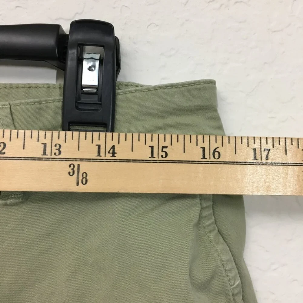 Zara Womens Chino Pants Size 6 Cuff Hem High-Rise Stretch 24.5 Inseam Green - Picture 7 of 15